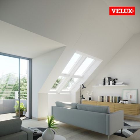 Salón con ventanas Velux